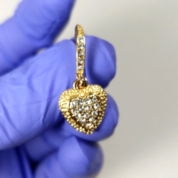 💖 CUSP by Neiman Marcus Gold-Tone Heart Crystal Drop Earrings - Women's Jewelry - Picture 3 of 11